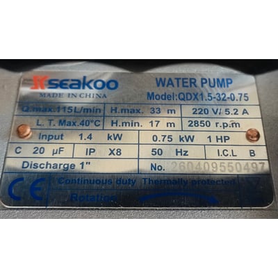 Seakoo Submersible Pump 35m Head 