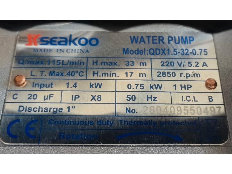 Seakoo Submersible Pump 35m Head 